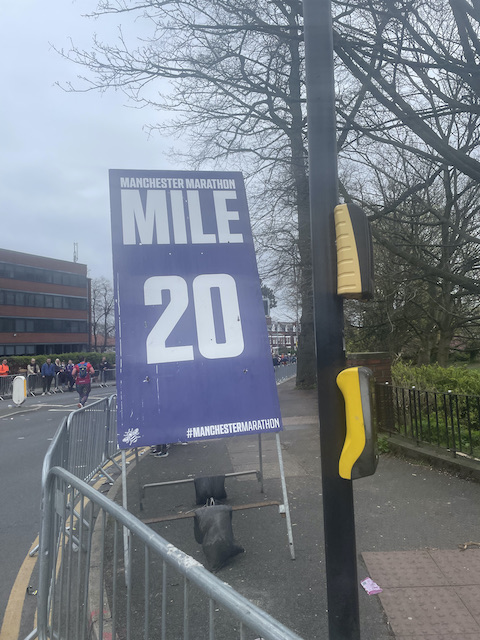 The mile 20 sign